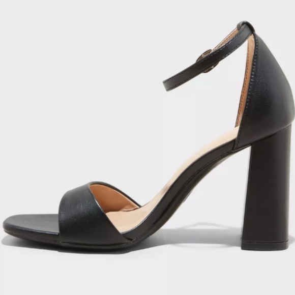 A New Day Shelly Women's Block Heel Open Toe Sandals Memory Foam Black - Picture 2 of 14